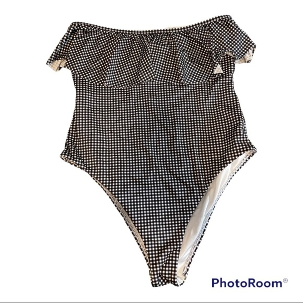 L.A. Hearts Off The Shoulder Gingham One Piece Bathing Suit Size Large (PAC Sun)